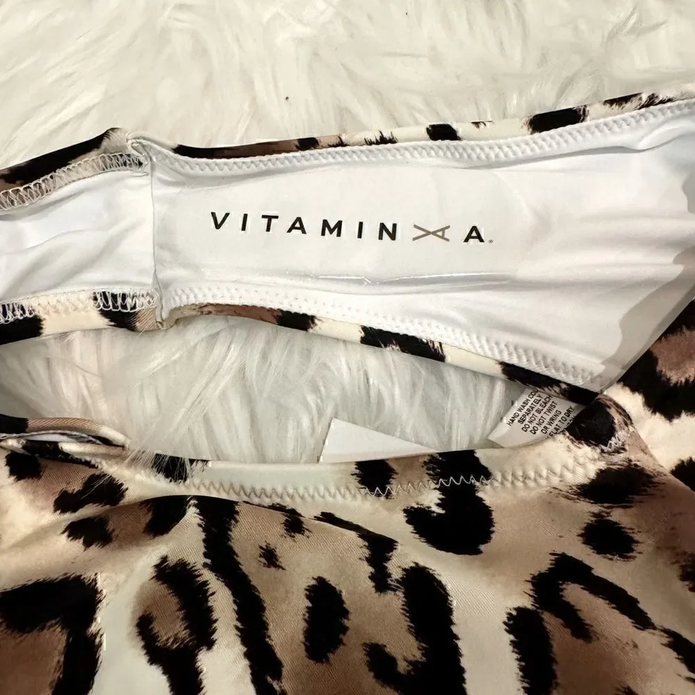 NWT Vitamin A Barcelona High Waist Full Cut Bottom in Snow Leopard Size XS